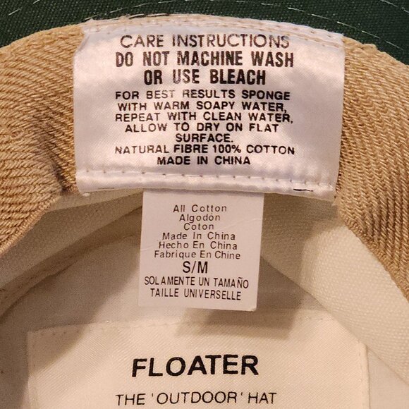 DORFMAN-PACIFIC 100% Cotton Canvas Tan Floater Fishing Sun Bucket Hat Safari S/M - Picture 11 of 15